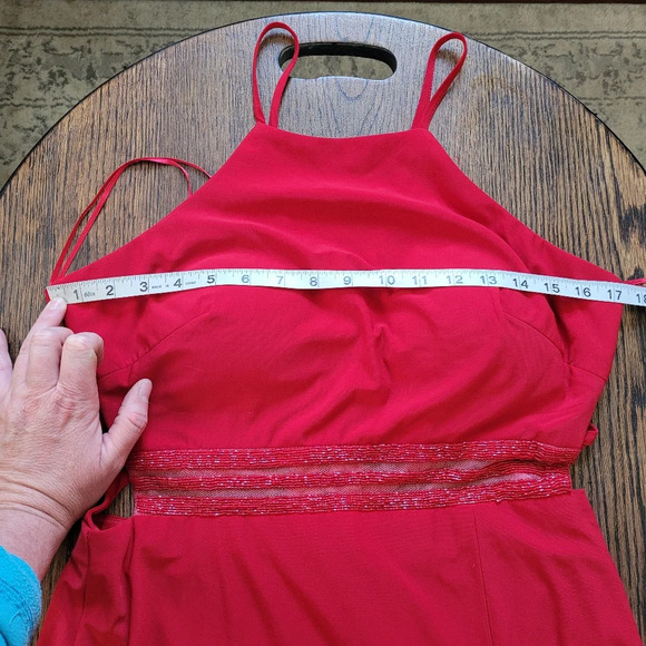 Nightway Red Strappy Back Beaded A-Line Gown Size Women's 12 NEW with Tags - Picture 12 of 16